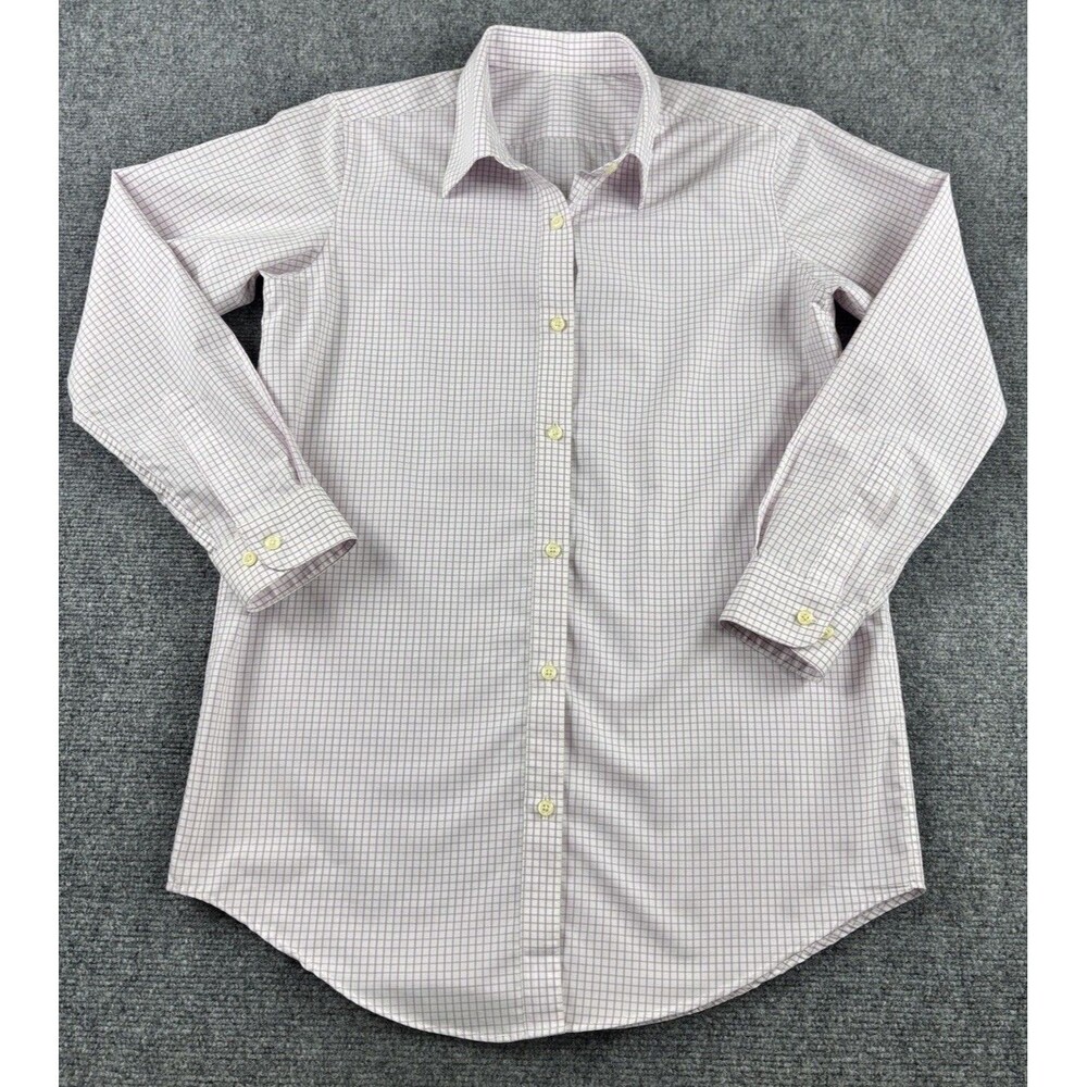 Mens Dress Shirt Purple Check Long Sleeve Button Up Medium